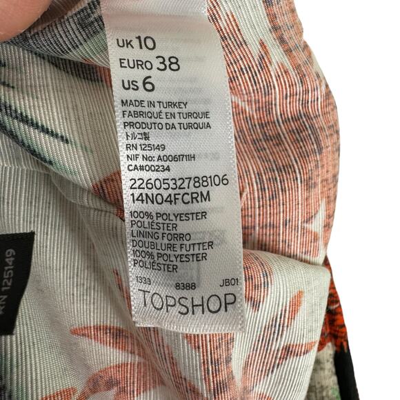 TopShop Tropical Print Palm Tree Mini Skirt Skort Shorts Resort Wear Size 6 - Picture 8 of 8